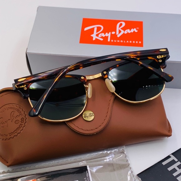 Ray Ban RB3016 Clubmaster Sunglasses Pink Gold - Picture 2 of 7